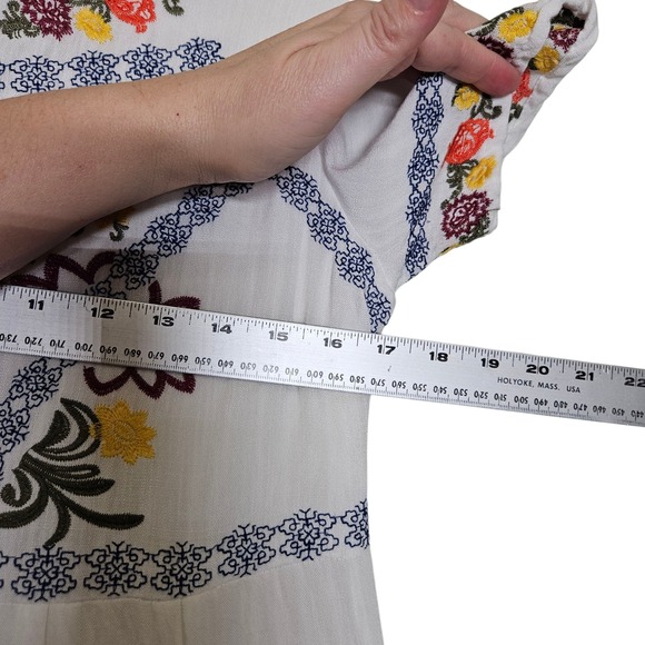 Orange Creek NWOT White Embroidered Dress Bohemian Casual Floral Boho S - Picture 8 of 9